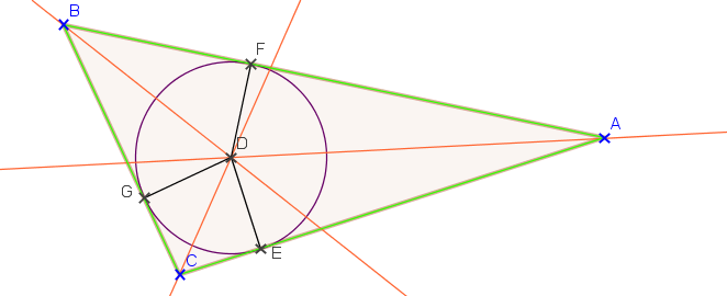 Cliquer pour afficher les bissectrices d'un triangle en dynamique